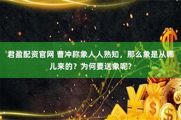 君盈配资官网 曹冲称象人人熟知，那么象是从哪儿来的？为何要送象呢？