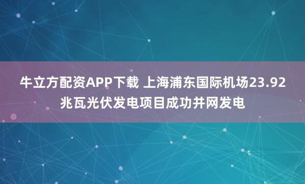 牛立方配资APP下载 上海浦东国际机场23.92兆瓦光伏发电项目成功并网发电
